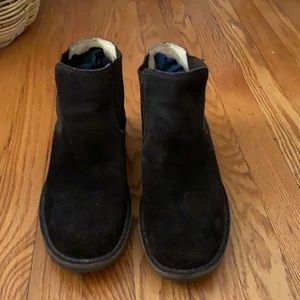 Frye chocolate brown suede booties, size 9